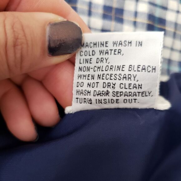 90s Gym Blue Plaid Zip Jacket With Embroidered Logo size large - Picture 11 of 15